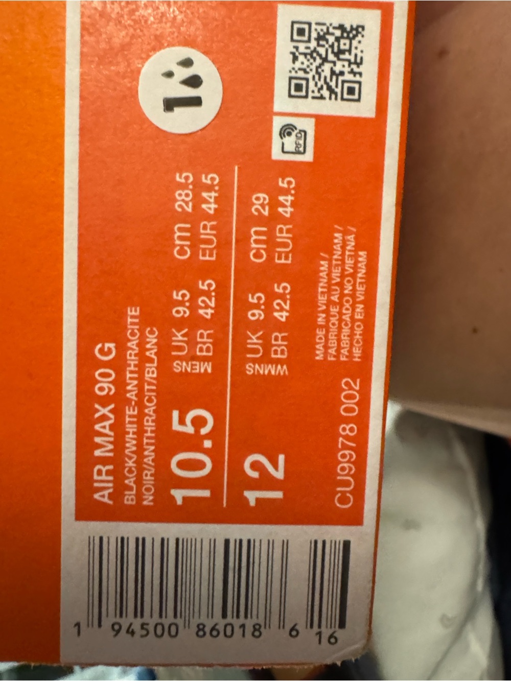 Nike AIR MAX 90 G 
Black and White Air Max 90 G Golf Shoes - Picture 6 of 7